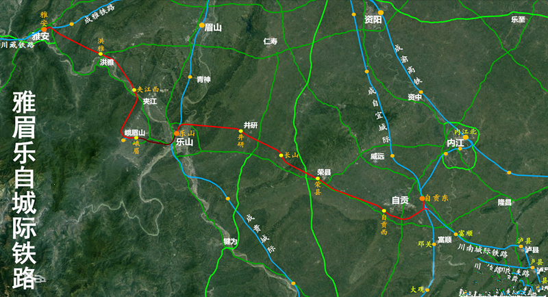 再進入自貢市榮縣,貢井區,止於自貢東站(將可能延伸到隆昌或重慶榮昌