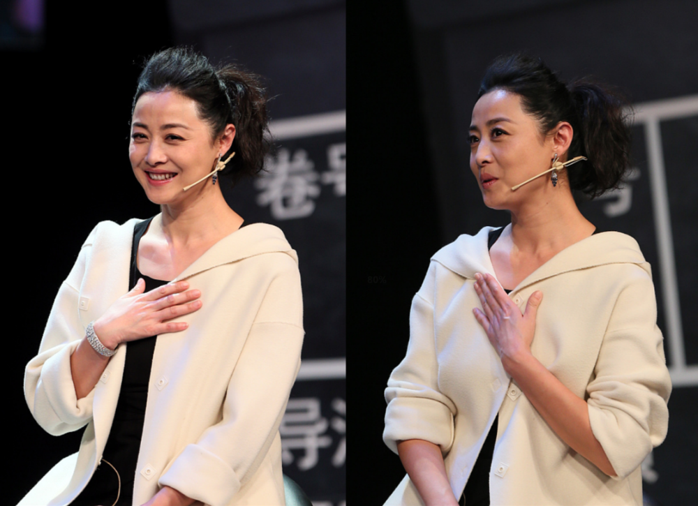 刘蓓的温柔感不是装出来的穿白色服装好端庄脸上有皱纹都好美