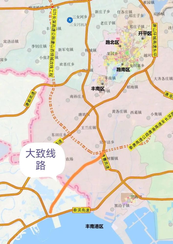 唐山的迁安,滦州,古冶等地方也可以走这条货运通道去天津市六区或者