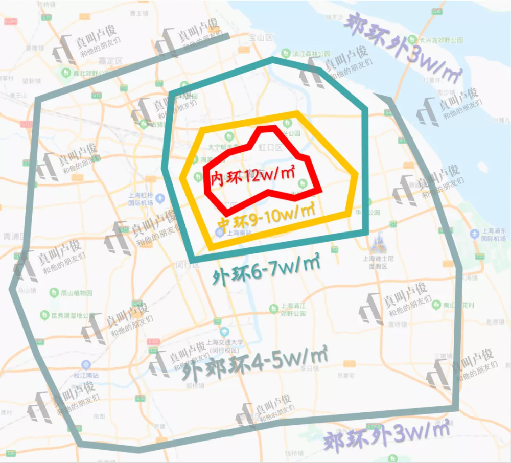 所以,这张新房价格地图还按照环线来画的话,还可以做成一张:上海未来