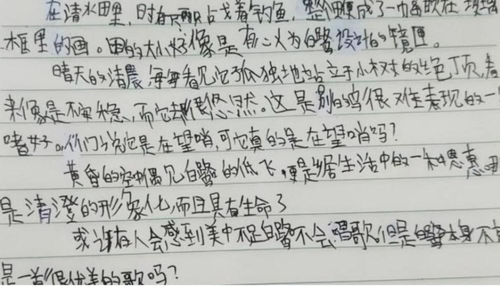 在写字的时候并不注意字迹的整齐,尤其在平时写作业时,字体常常是东倒