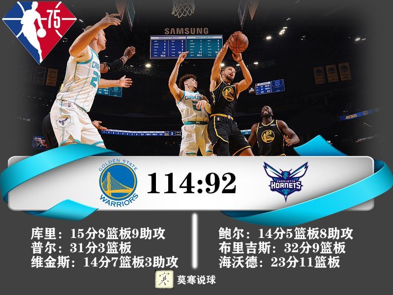 勇士 NBA战报：勇士主场114：92战胜黄蜂，球星哑火小鬼当家