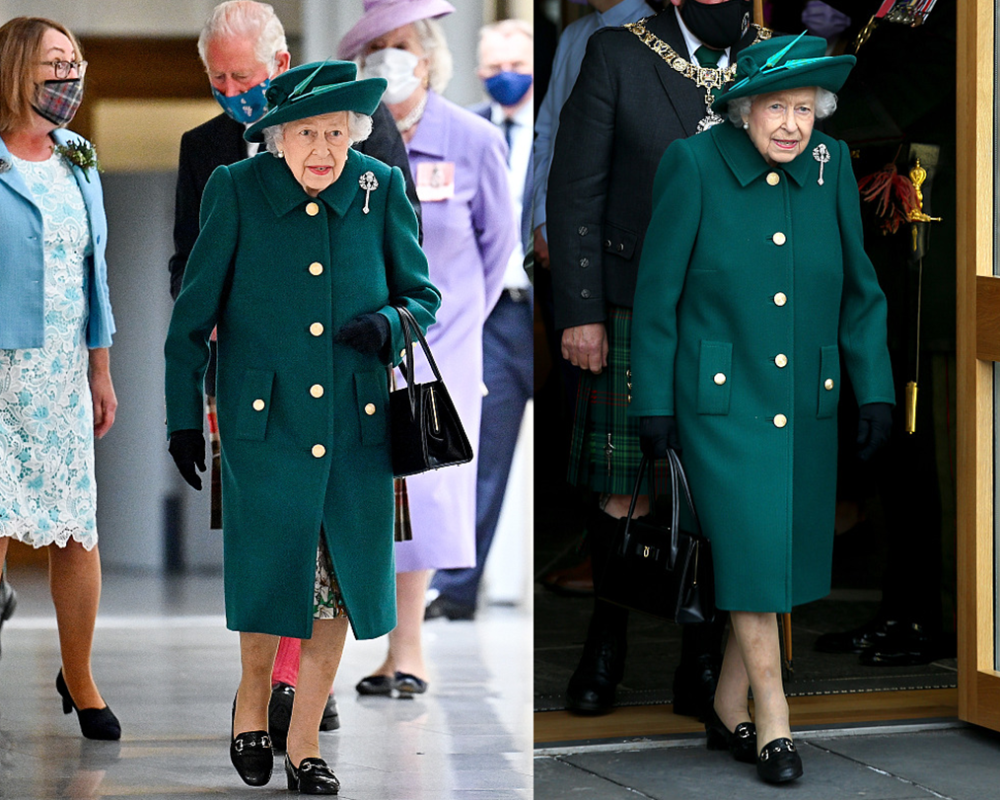 快100岁的英国女王身子骨真硬朗穿亮色呢大衣好精致气场也足