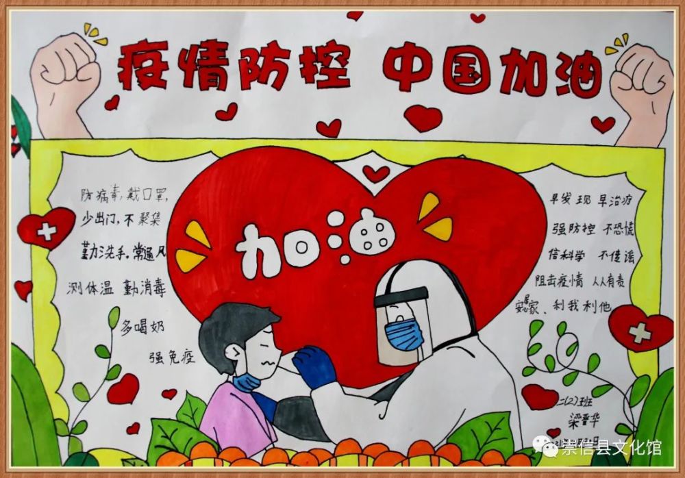 记录科学防疫知识等为主题创作手抄报,为全县疫情防控宣传工作贡献