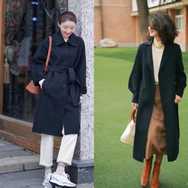 却往往能够因为搭配思路不同,搭配出不同效果,焦糖色大衣搭配淡绿色