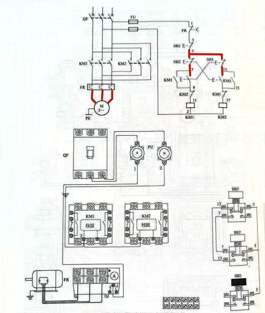 图解互锁正反转电路接线步骤