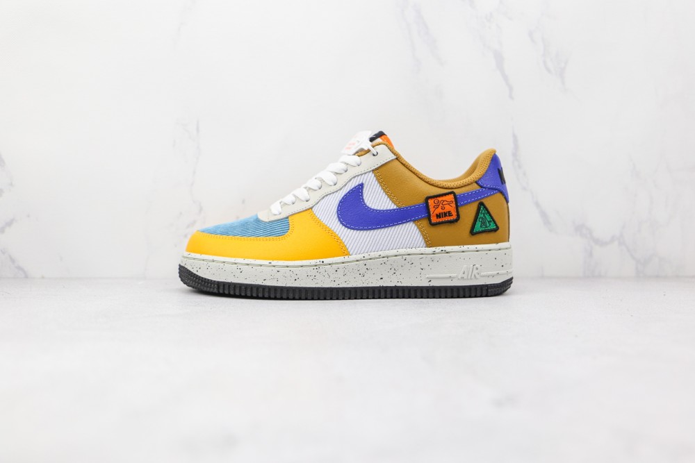 耐克nike air force 1 low acg低帮空军一号马赛克黄棕蓝色彩色拼接