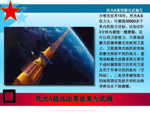 被定义为战时摧毁敌方的军用卫星与空间站的高技术新概念武器,在经过