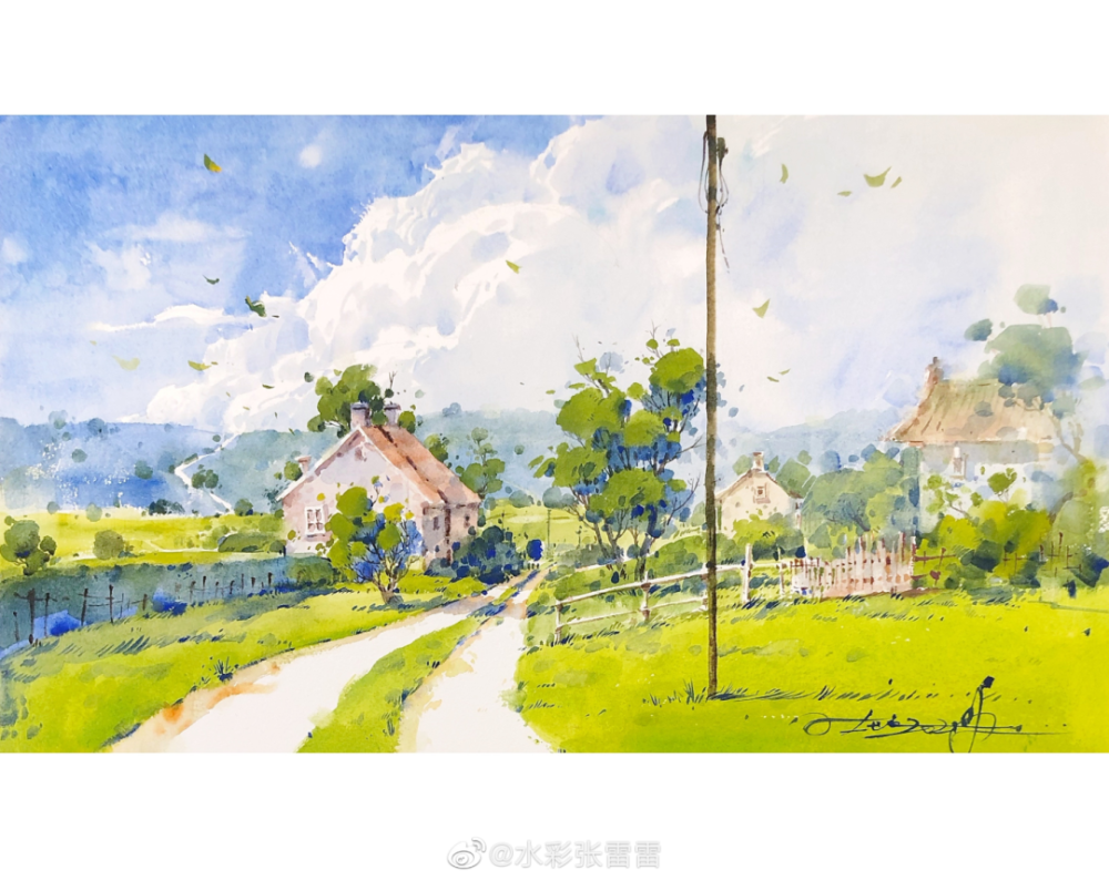 小清新水彩自然风景绘画作品画师张雷雷