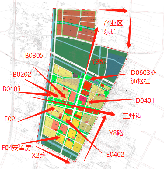 各地塊如下圖所示:4,規劃建設y8路(x2-w9),x2路(y8-y10),y9路(東大