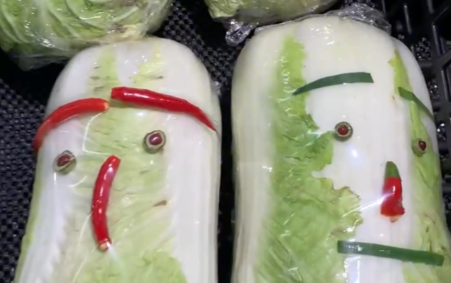 会笑的大白菜白菜加辣椒秒变表情包带回家直接就炒盘菜