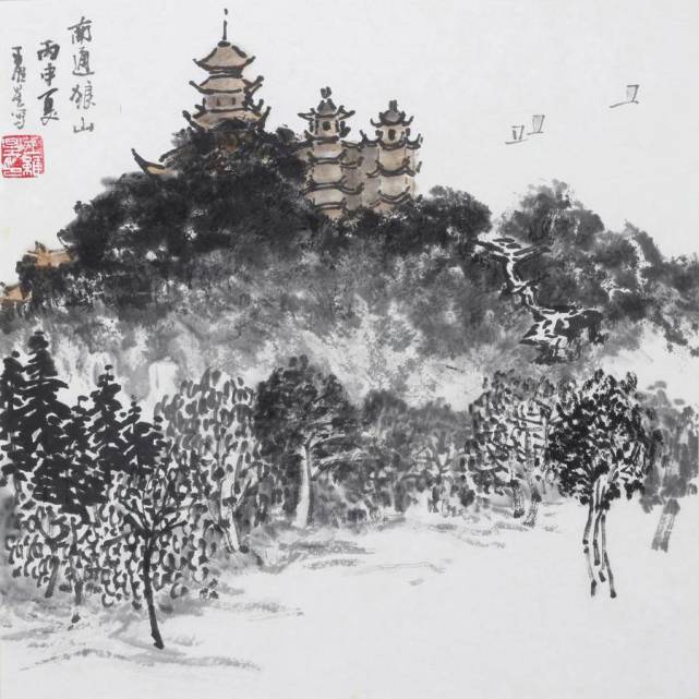 《南通狼山》王维星 33x33cm 2017《中山老街》王维星 33x33cm 2017