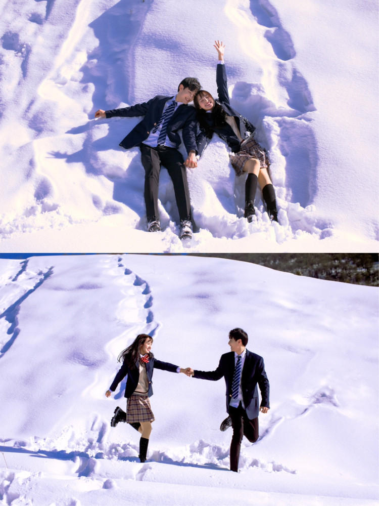 雪景两个人浪漫图片图片