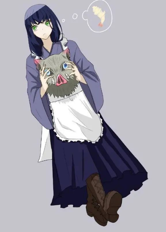 鬼灭之刃 全员性转女仆装 伊之助的发型太危险 腾讯新闻