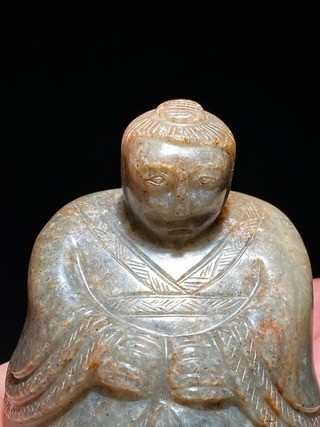 汉 和田玉籽料 玉人 玉俑 席镇摆件