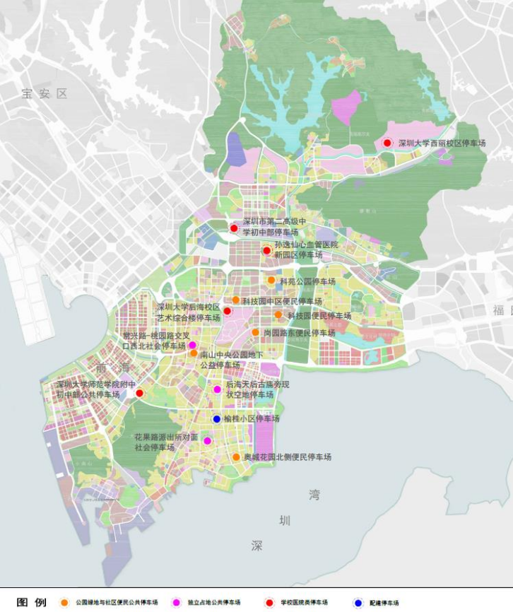 停车场新建,改扩建规划布局图(来源:深圳交通)试点小汽车共享停车
