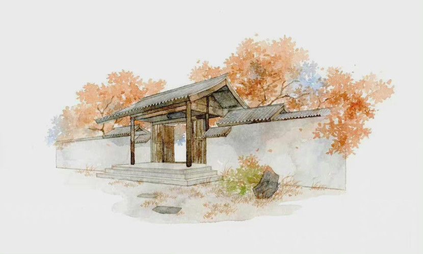 ins插画庭院
