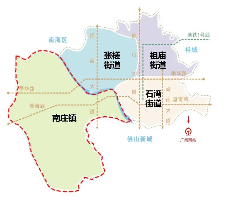 禅城街道区域划分图图片