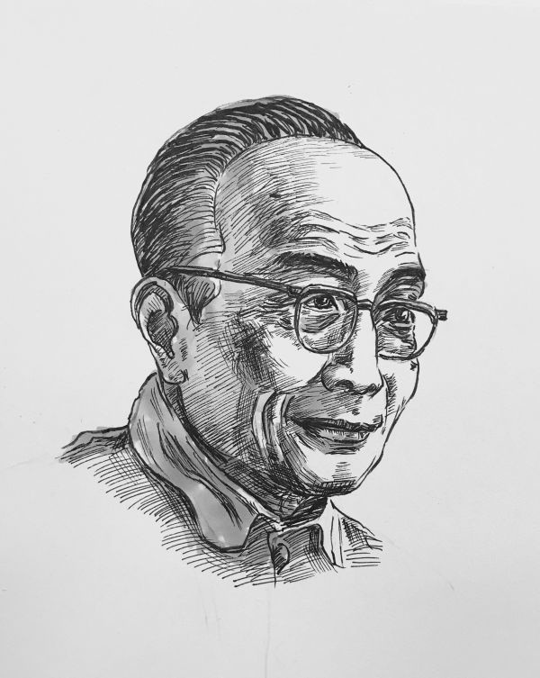 袁复礼先生钢笔画画像,中国地质大学(武汉)教师陈华文绘制.