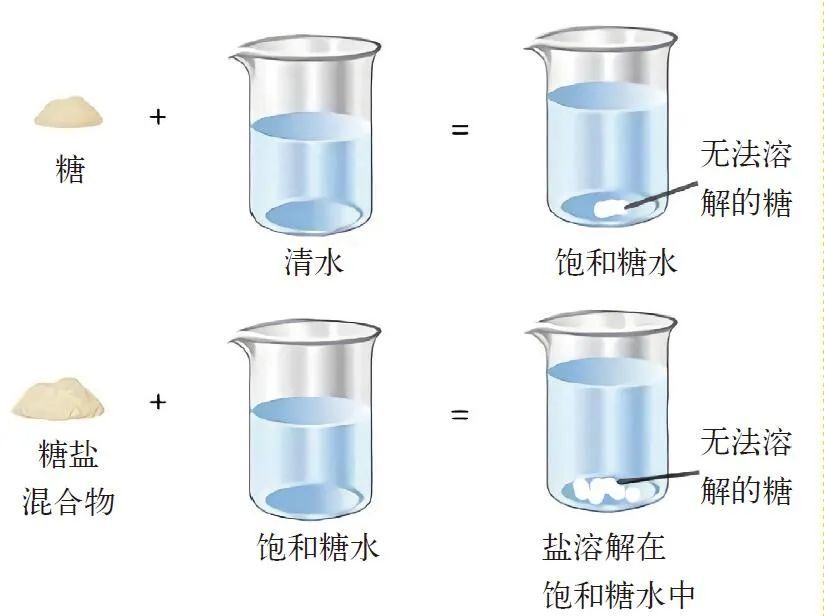 一定量的水再也无法溶解更多的糖,此时得到的溶液就是饱和糖水