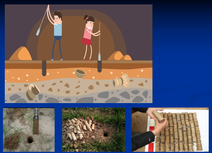 洛阳铲的使用示意考古学的就是地层学,很多人说可不可以给墓里埋一个