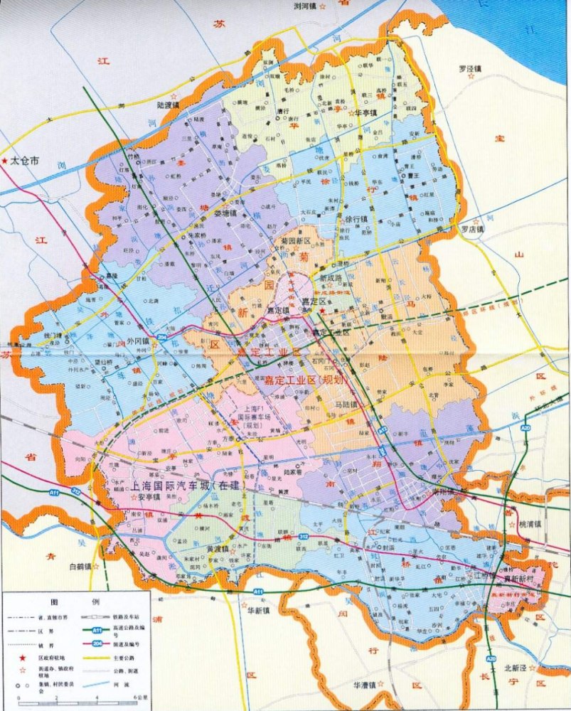图一 现代嘉定行政区域嘉定地区离太湖比较远,地理环境其实不是太好