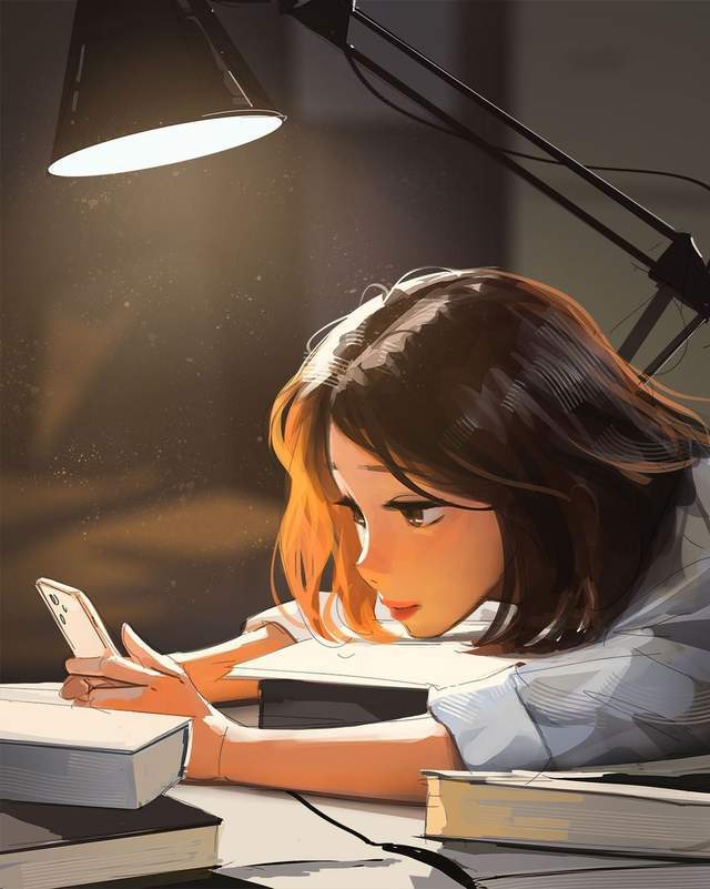 超级治愈的女生头像插画(5),一个人独处的时候
