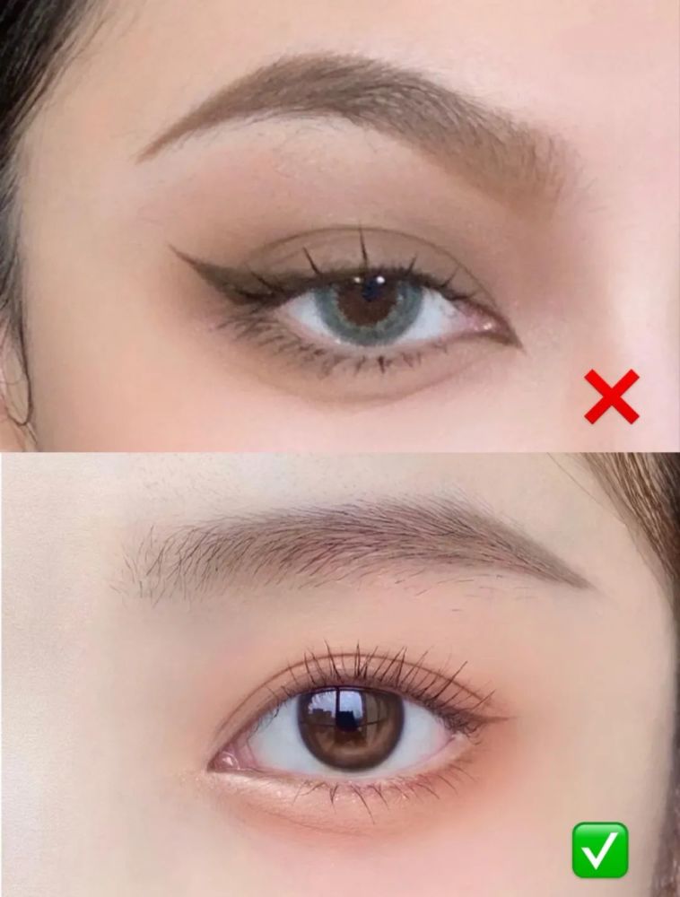 尤其是单眼皮小眼睛的女生更不能搞上挑眼妆了,一整个厌世的大动作.