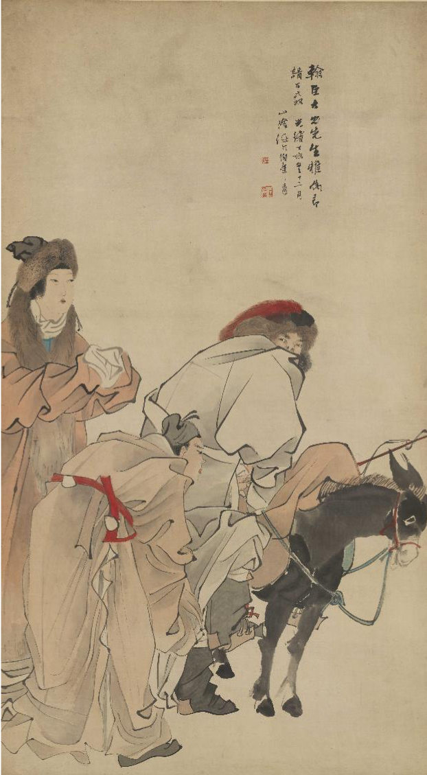 任伯年《风尘三侠图》轴 1887年 纸本设色 纵149.