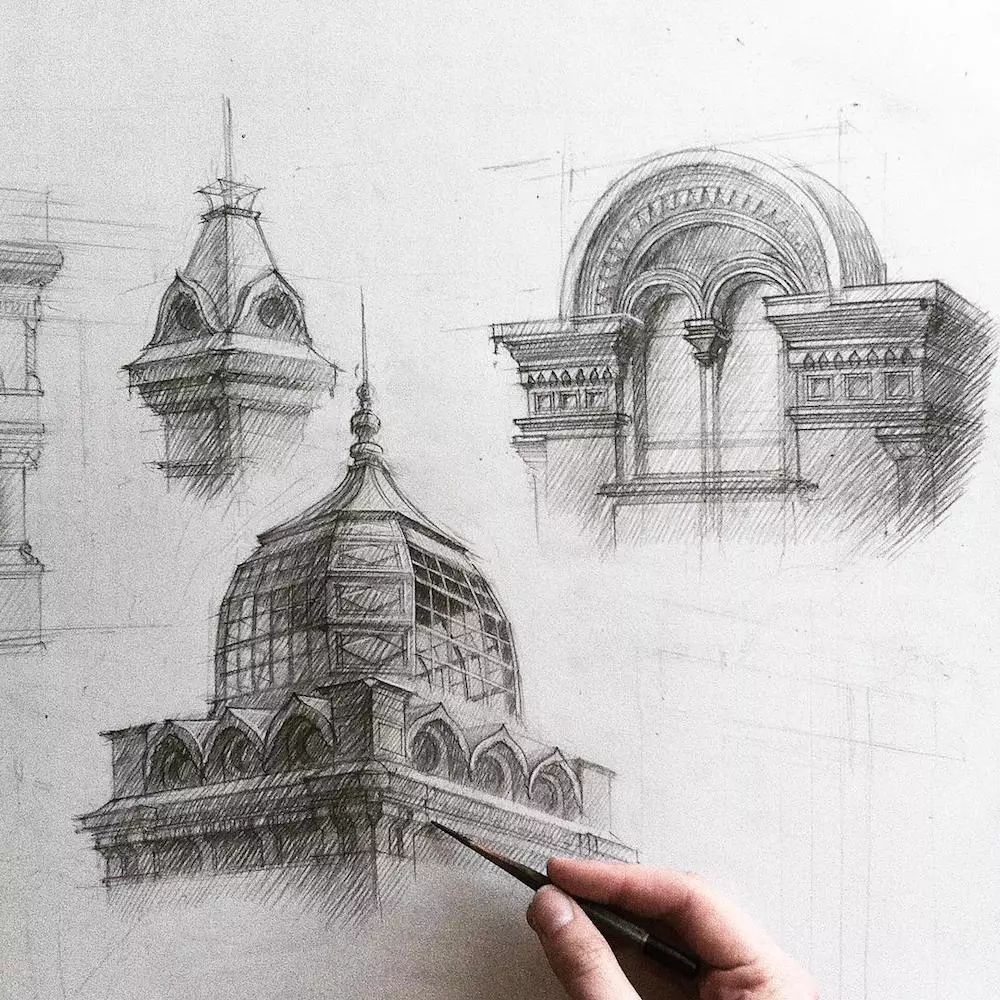 上百张建筑素描图拯救你薄弱的透视能力和空间感