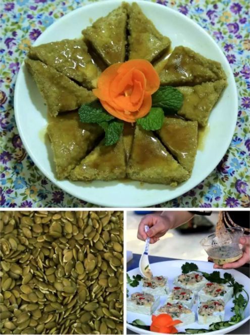 为了最大限度地利用食材,他们将南瓜子做成了风味独特的"瓜子豆腐".