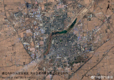 卫星对比图看看通辽到底下了多少雪!