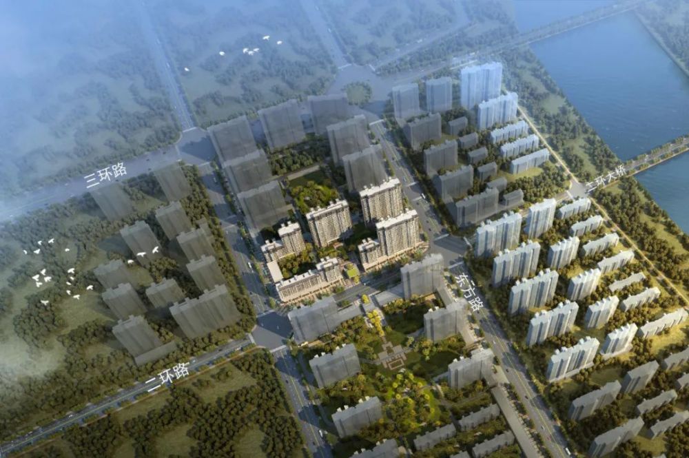 二期效果图潢川红玺台,毗邻小潢河,红玺公园以河居典范之姿,公园苫铑