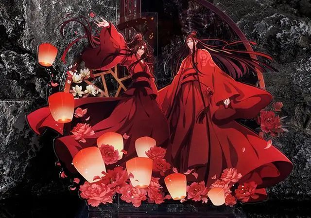 魔道祖师好看精致的立牌忘羡大婚入手不亏樱花背景美到哭泣