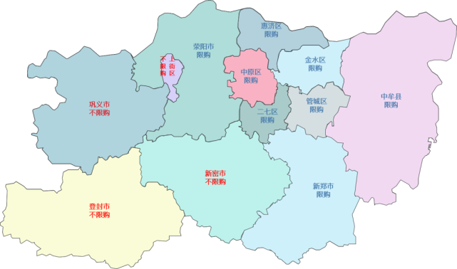 郑州行政区划分图详细图片