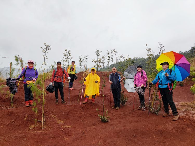 週末徒步雨中行從昆明海口林場穿越到觀音山相約一路紅