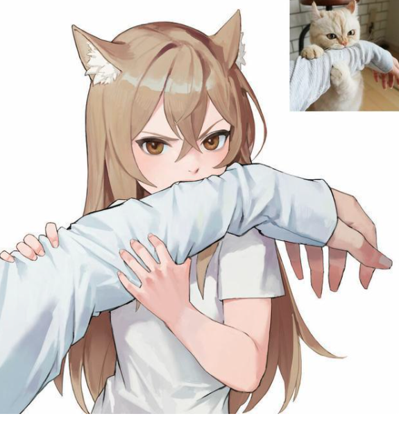 不知道朋友们相比之下更喜欢哪种对猫耳朵的绘制方法呢?