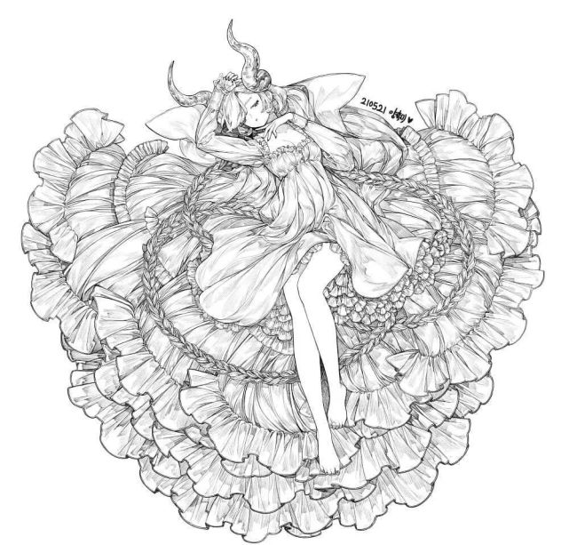 如果刚好你也喜欢此类画风华丽画风少女线稿图!