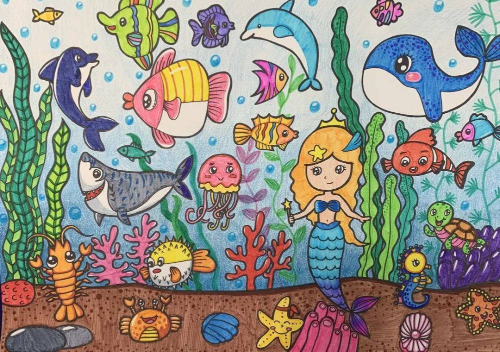 美术老师画的海底世界图片