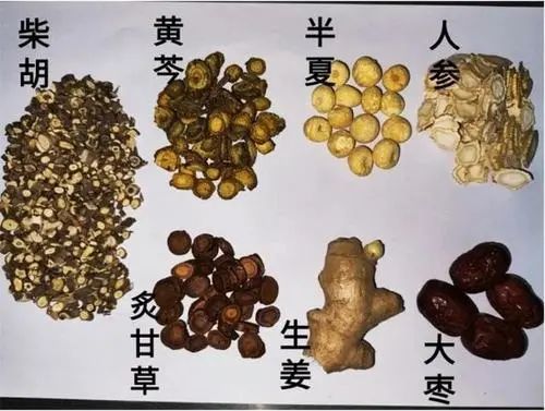 【组成】柴胡半斤 黄芩 人参 甘草炙 生姜各三两,切 大枣十二枚