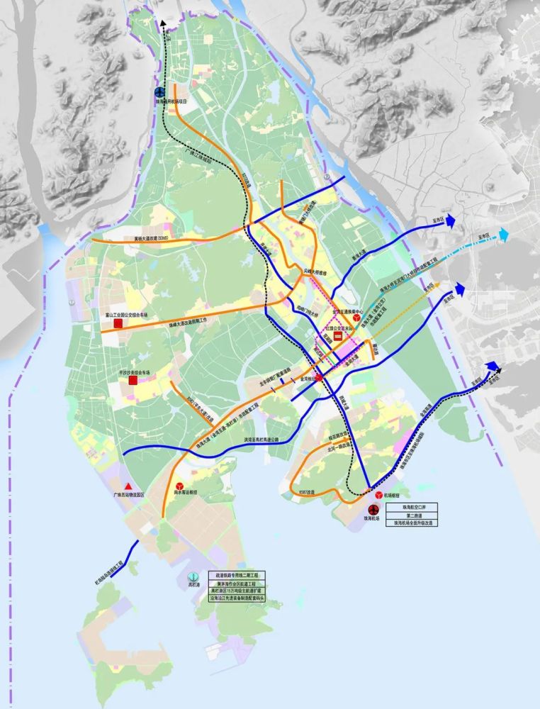 (重大交通基礎設施建設規劃圖)機場方面,珠海機場改擴建工程於2019年