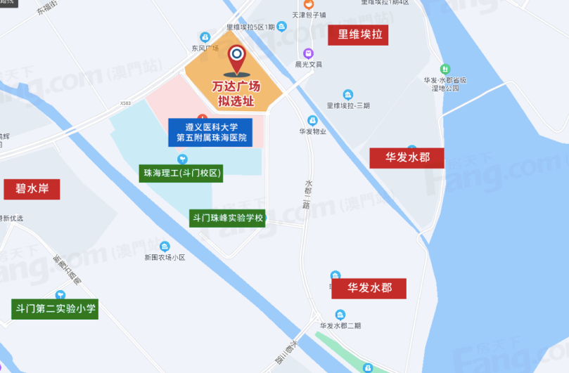 公告顯示,項目地塊位於廣東省珠海市斗門區井岸鎮,東至盛榮南路,南至