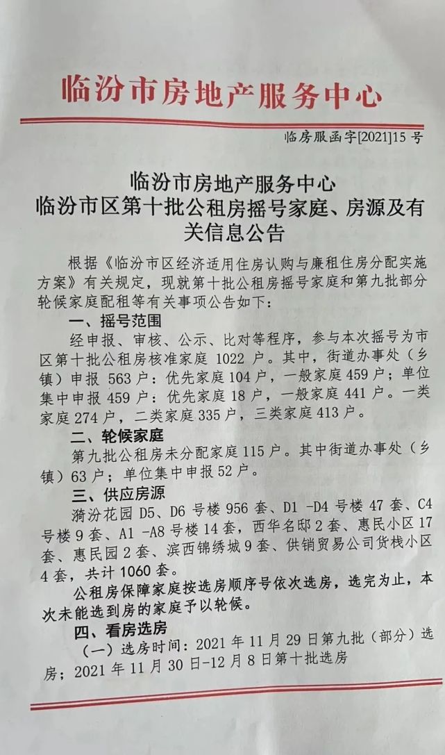 臨汾市區公租房配租搖號!現場來了