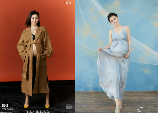 李小萌晒二胎性感孕肚照穿高跟鞋肚子大如球老公贴身拥抱好恩爱