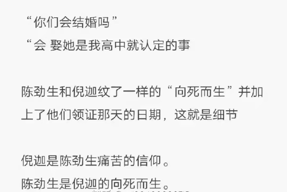 倪迦是陈劲生痛苦的信仰,陈劲生是倪迦的向死而生.