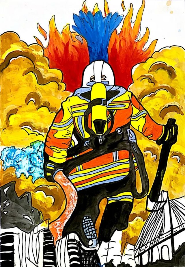 他们眼中的消防员太酷了