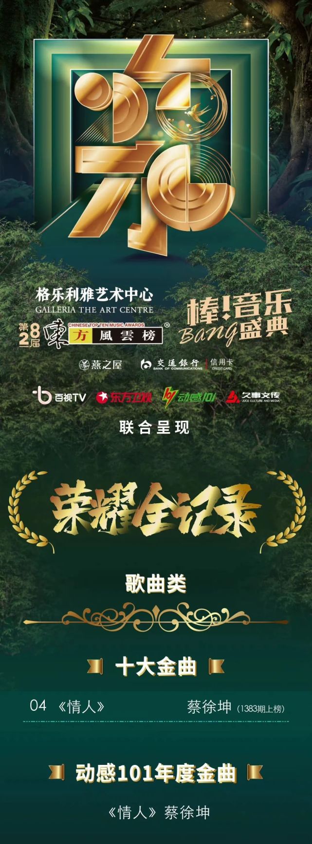 东方风云榜 十大金曲:蔡徐坤【情人】 动感101年度金曲:蔡徐坤【情人