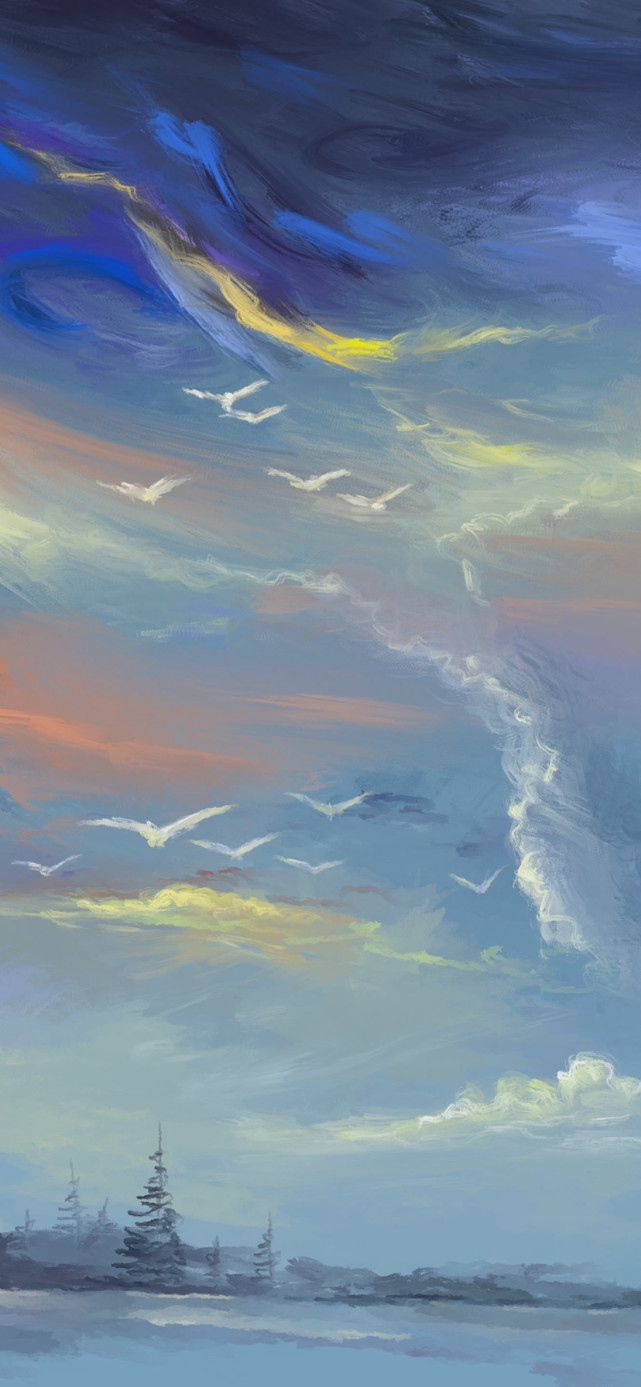 油画风卡通人物风景壁纸