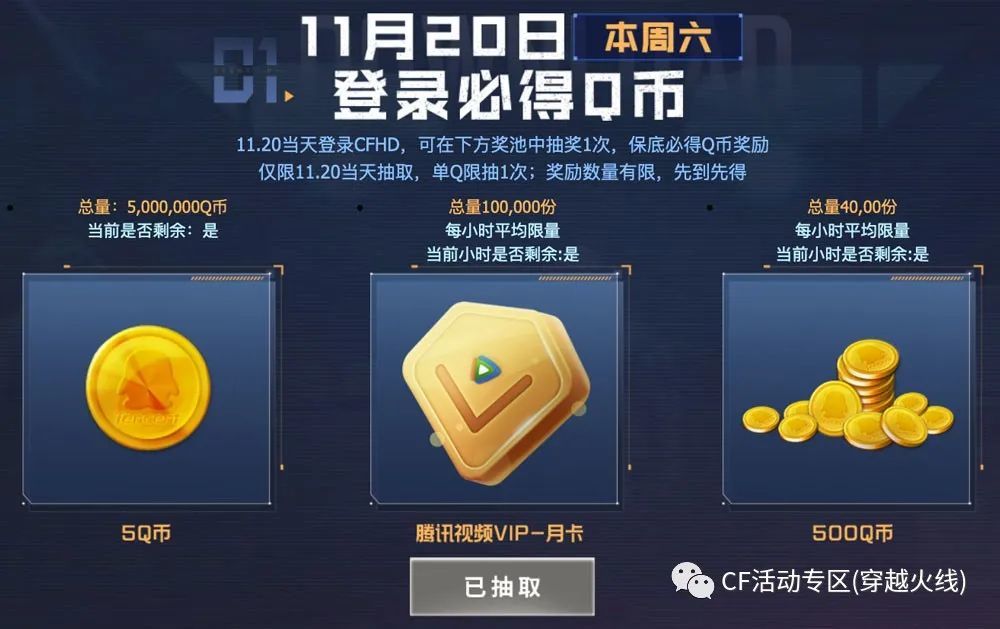 无需下载cfhd 必得5～500q币