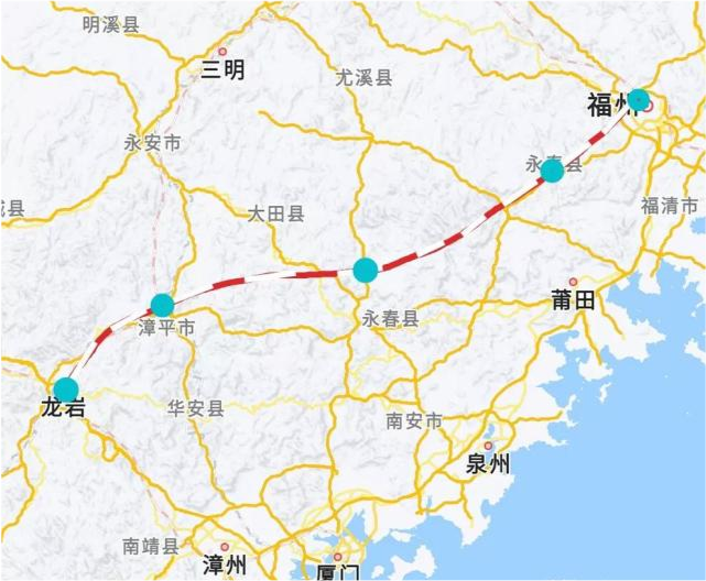 福州至龙岩高铁为福建省规划建设的一条铁路,设计时速为350km/h,是